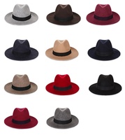 Sombrero Fedora Panamá de Fieltro 100% Lana con Ala Ancha al por Mayor para Mujer, Hombre, Unisex, Moda de Invierno