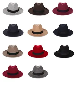 批发便宜的100% 羊毛毡宽边软呢帽巴拿马帽子男女通用冬季时装
