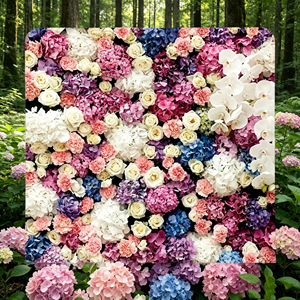 Real Touch Handmade Silk <b>Flower</b> <b>Wall</b> Mat for Traffic Signal Equipment Backdrop - Product Image 2