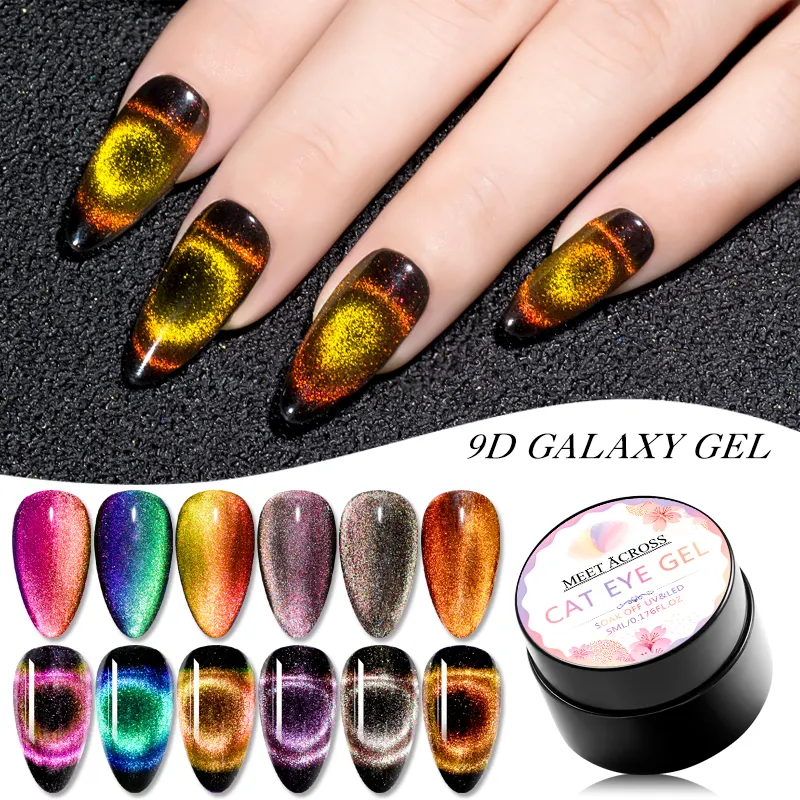 Private Label 5 ml 12 Colour UV Led Magnetic Nail Art Soak Off 9D Galaxy Cat Eye Gel Polish