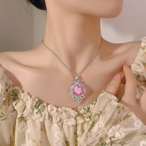 Delicate Jewelry Elegant Eco-friendly <b>Copper</b> Pink Dragon Fruit Cubic Zirconia Beautiful Pendant Necklace for Girls Gift Giving - Product Image 5