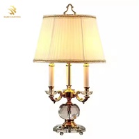 Lampe de table décorative en métal et cristal de luxe européen, pour hôtel, salon, chevet