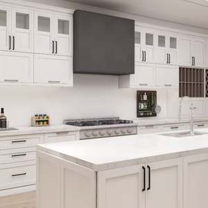 Gabinete de Cocina Blanco Estilo Shaker, Diseños Modernos con Fregadero y Encimera de Cuarzo - Product Image 1