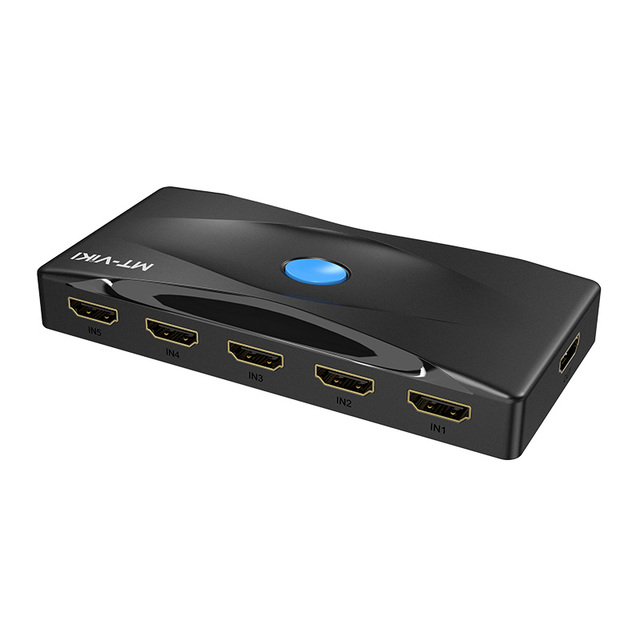 5 Port HDMI Switch 4K 60Hz 5 in 1 Out, MT-VIKI 5x1 HDMI Switcher with IR Remote