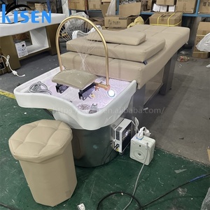 Table de lavage et de massage capillaire professionnelle Kisen avec cuvette en céramique, lit de shampoing chauffant pour spa et thérapie aquatique avec vapeur - Product Image 3