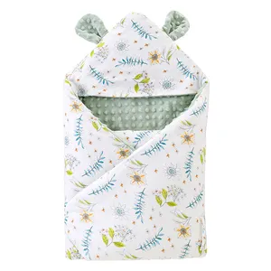 Swaddle de bebê fofo e macio de algodão orgânico respirável e seguro de alta qualidade personalizado