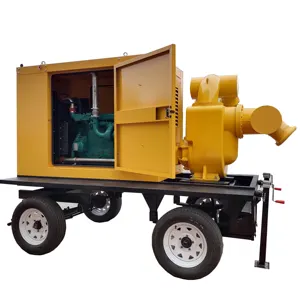 4-wheels trailer 6Inch Self-priming Diesel sewage water pump