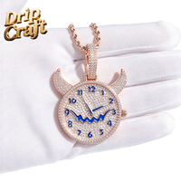 Liontin Jam Unik Hip Hop, Emas, Perak, Rose Gold, Kalung Niche Hip Hop, Bertabur Berlian, Rantai Kuba, Modis dan Mewah