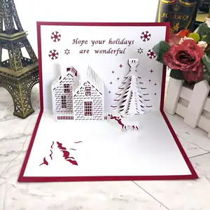 Nuevo proveedor de tarjetas de felicitación emergentes navideñas 3D de diseño personalizado de venta al por mayor en Vietnam para 2023