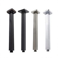 Robinet thermostatique en laiton brossé sur mesure pour usine, avec bras de douche à extension longue pour plafond, jet cascade, pluie et jet doux, forme carrée