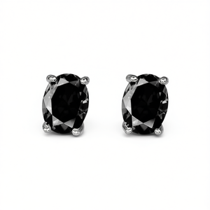 Classic Oval Cut Black Zircon Stud <b>Earrings</b> In Alloy With <b>Claw</b> Setting For Unisex Fashion Jewelry E3877 - Product Image 1