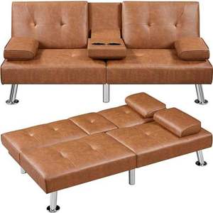 Sofá Cama Convertible Click Clac Moderno, Sofá Cama Plegable de Piel Sintética, Reclinable, Reversible, Sofá de Dos Plazas, Cama Plegable - Product Image 1