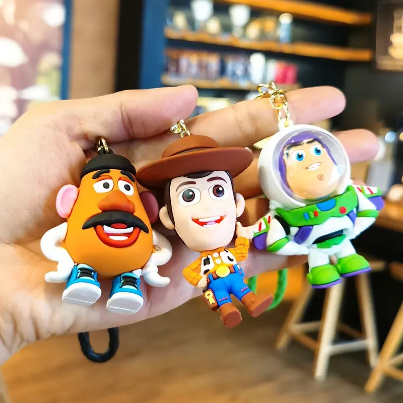 New 3d Doll Pendant Keychains Lovely Cartoon Toystory Buzz Light Year Woody Key Chain Anti-lost Car Key Bag Accessories Keychain