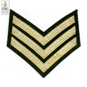 Oem pháp ren sắt-<span class=keywords><strong>on</strong></span> hoặc may trên vá <span class=keywords><strong>chevrons</strong></span> trung sĩ cấp bậc cho sargent corporal đồng phục tay áo phù hiệu các bản vá lỗi - Product Image 1