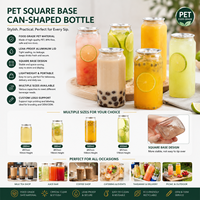 Tendances pour les canettes carrées en PET de 280 ml à 650 ml, bouteilles de jus en plastique jetables avec couvercle à languette, pour sodas, thés boba et smoothies