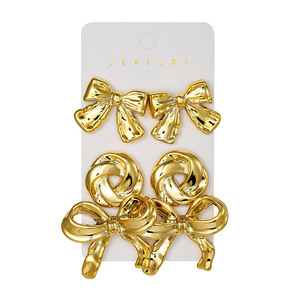 Fashion Jewelry Set Gold Flower <b>Bow</b> Earrings Exaggerated Design <b>Gift</b> Occasion E2272 1E2274 1 - Product Image 5