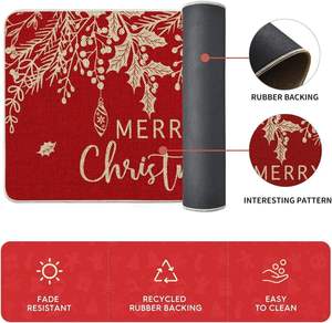 Skymoving Nouveau Lot de 2 <span class=keywords><strong>Tapis</strong></span> de <span class=keywords><strong>Cuisine</strong></span> Rouges de Noël Lavables en Caoutchouc Antidérapants pour Sol - Product Image 6