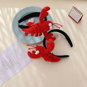 Serre-tête en peluche homard de dessin animé mignon, accessoire créatif pour photos de fête d'Halloween et de carnaval - Product Image 3