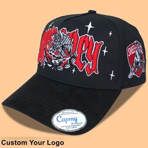 Casquette de baseball à 5 panneaux en daim avec logo original Casquette de baseball en coton Offre Spéciale brodée en 3D pour hommes Casquette en coton avec cadre - Product Image 1