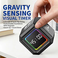 Minuteur Visuel Magnétique Cube avec Écran LCD, Minuteur Numérique à Retournement par Gravité pour la Cuisine, l'ADHD, l'Apprentissage des Enfants, la Salle de Classe, l'Étude et le Méthode Pomodoro