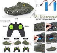 Bateau crocodile télécommandé Dwi Dowellin 2.4G, bateau crocodile de simulation étanche 15KM/H avec lumière