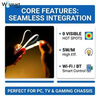 Bande LED COB adressable ultra-mince DC5V 12V 2,7 mm 4 mm IP20 Haute Densité Uniforme Contrôle par Application Intelligente