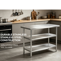 Table de travail en acier inoxydable double couche pour cuisine professionnelle, avec fonction de démontage
