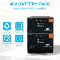 Pack de batteries fini EEL V6 Pro 17KWH 16S 51.2V avec cellules LiFePO4 CATL EVE 314AH 330Ah intégrées + BMS JK 200A + Disjoncteur et fusible