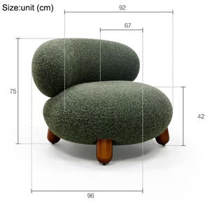 Fauteuil individuel vert crème moderne, style décontracté et tendance, en tissu bouclé, pour salon et chambre à coucher - Product Image 6