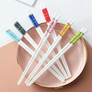 customer logo chinese ceramic chopsticks personalized chopsticks and spoon wedding favor different colors