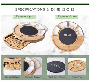 ชุดเขียงไม้ไผ่รูปหัวใจสุดหรู เป็นมิตรกับสิ่งแวดล้อม พร้อมถาดเสิร์ฟอาหารเรียกน้ำย่อย มีด ส้อม ที่ใส่ไวน์ - Product Image 4