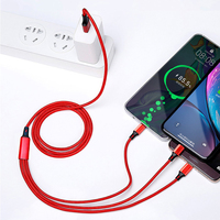 Nouveau câble de tresse en Nylon USB 3 en 1 pour chargeur iPhone câble Micro USB Type C pour cordon de fil de charge Samsung 3in1