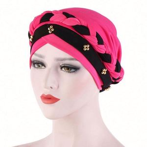 Modèles Printemps-Automne : Bonnets Musulmans en Soie de Lait, Turbans en Coton à Perles et Tresses, Bonnets Hijab, Turbans Prêts-à-Porter pour Femmes Musulmanes - Product Image 2