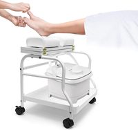 Carro de Herramientas para Manicura y Pediluvio Silla de Pedicura Estación de Masaje de Pies para Salón con 3 Estantes Carrito para Esteticista y Spa de Pedicura