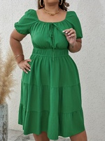 Nouvelle arrivée, Robe longue en coton et lin à col rond et volants à manches courtes et élastiques, vêtements pour femmes, robes décontractées