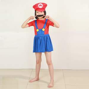 Super Bros Cosplay Famille Match Outfit Enfants et Adultes Halloween Costumes Rouge et Vert Mari Jumpsuit et Robe avec Chapeau <span class=keywords><strong>Moustache</strong></span> - Product Image 6