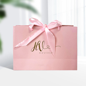 Luxury Customized Promotional Paper Bags with Ribbon Handle for Christmas <strong>Gift</strong> Packaging and <strong>Featuring</strong> Your Own Logo - Product Image 2