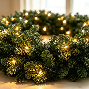 Guirlande <span class=keywords><strong>de</strong></span> Noël moderne élégante faite à la main <span class=keywords><strong>de</strong></span> 2 m en PVC avec boules, rotin, écologique, étanche, à piles au lithium, pour mur, fête, intérieur - Product Image 3