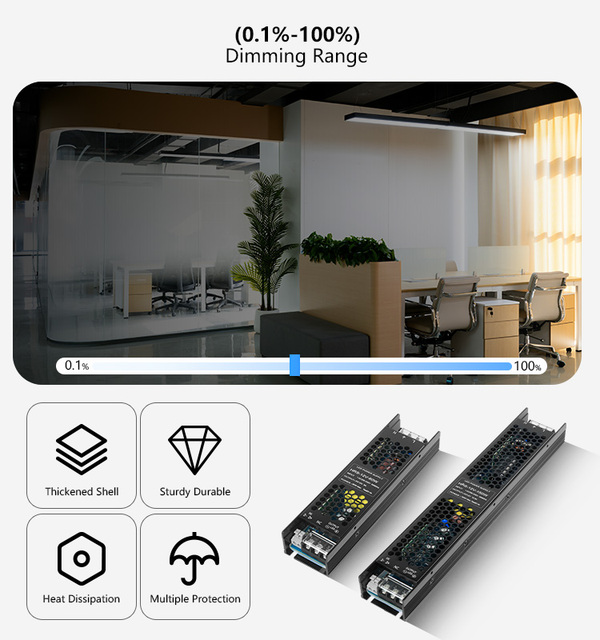 LED AC-DC DALI Dimmable 24V Constant Voltage Economical Aluminum Shell Driver 90-99% Efficiency 3-Year Warranty for Strip Light