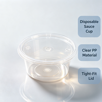 Gobelet à sauce rond jetable en plastique transparent disponible en OEM, récipient à condiments transparent en PP pour l'emballage des assaisonnements des restaurants à emporter