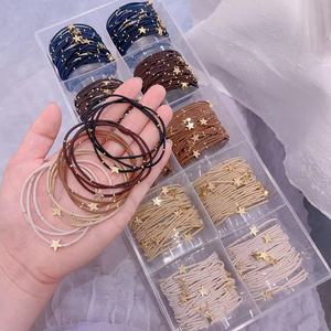 Estrella corazón flor cuentas doradas decoradas tres círculos bandas de goma elásticas para el cabello anudadas lazos para el cabello niña mujer Cola de Caballo titulares - Product Image 4