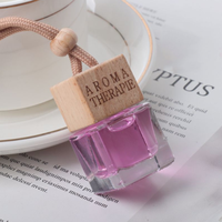 Diffuseur de parfum liquide pour voiture de 10 ml, désodorisant avec flacon en verre et couvercle en bois, longue durée, portable, à suspendre