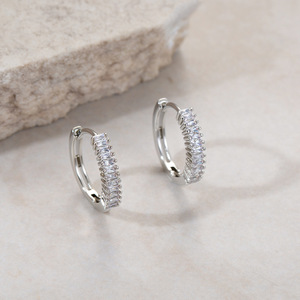 Boucles d'oreilles créoles en alliage de zinc plaqué or, forme géométrique, bijoux de fête - Product Image 3