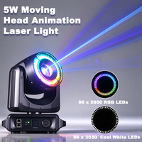 Igracelite 5W RGB Moving Head Laser Light avec animation 3D, anneau LED Wash, DMX512, éclairage de scène pour DJ, discothèque, mariage