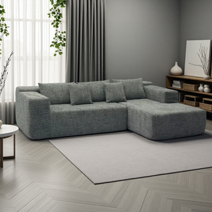 Sofá Seccional Modular Rectangular Moderno de Terciopelo Acanalado de Tres Plazas con Respaldo Acolchado, Garantía de 5 Años, Set de Compresión Transfronterizo - Product Image 1