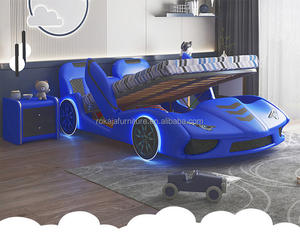 ชุดเตียงเด็กในรถยนต์ไฟ LED หรูหราเตียงไม้กรอบไม้เตียงเด็กคุณภาพสูงพร้อมที่เก็บของ - Product Image 2