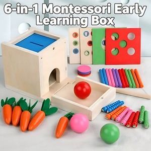 Cubo di Attività <span class=keywords><strong>in</strong></span> <span class=keywords><strong>Legno</strong></span> Montessori 6 <span class=keywords><strong>in</strong></span> <span class=keywords><strong>1</strong></span>, Gioco Educativo per Bambini, Allenamento delle Abilità Motorie Fini - Product Image 4