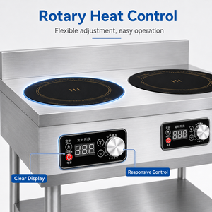 High Efficiency Commercial Double Burner Induction Cooker Stainless Steel <b>Standing</b> 2 Head Induction Hob for Restaurant Range - Product Image 2