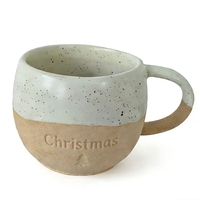 Mug en grès naturel de 250 ml, style vintage, avec logo gaufré personnalisé, pour café et fêtes