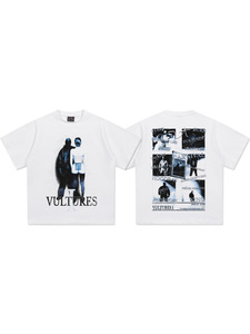 T-shirt graphique vintage double face pour homme Kanye West Vultures 1, 300 GSM, col double large, coupe oversize, style Hip Hop - Product Image 2